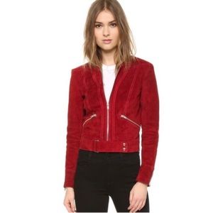 IRO Tatiana red moto suede jacket
